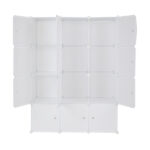 12 Cube Organizer Stackable Plastic Cube Storage Shelves Design Multifunctional Modular Closet Cabinet with Hanging Rod White - Image 7