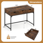 43.5" Home Office Desk with Built-in Charging Station & 3 Drawers Hidden Compartment - Image 3