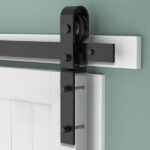 40" Bi-Folding Sliding Barn Door Hardware Kit for 2 Doors,Smoothly&Quietly,Black Track J Shape Roller-[Doors not Included] - Image 8