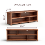 Dark Brown Particle Board TV Stand, 70.07"×15.75"×24.4" Double Layer Entertainment Center with Open Storage Shelves, Modern TV Console for Living Room & Bedroom - Image 12