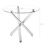 90*90*75cm Round Glass Dining Table Transparent Glass Table Leg Cross Design - Image 3