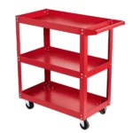 3-Tier Rolling Tool Cart Utility Cart on Wheels, 450 lb Heavy Duty Rolling Tool Cart for Warehouse, Garage, Red (Shipment from Walmart) - Image 3