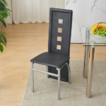 Same Code 02878244 5 Pieces Dining Table Set for 4, Kitchen Room Tempered Glass Dining Table, 4 Chairs, Black Table legs are silvery - Image 13