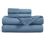 Luxury Sheet Sets Super Soft Easy Care Microfiber 3/4-Pieces Bed Sheet Set With 16-Inch Deep Pockets, Blue - Image 5