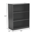 3-Shelf Bookcase with Adjustable Shelves,Black - Image 3