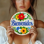 CIFbuy Spanish Flower Welcome Round Metal Sign 7.8x7.8in 1PC Vintage 2D HD Printed Iron Wall Decor Rustic Flat Hanging Plaque For Front TikTok, TikTok, ront Self-pickup Logiopics - Image 7
