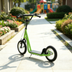 Green Teens Kids Ride-On Scooter: Height Adjustable Handlebar, Dual Brakes, Pneumatic Wheels – Safe Toy for Children 5 and Up - Image 5