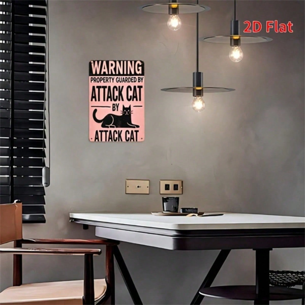 CIFbuy 1PC Vintage Iron Attack Cat Warning Sign 8x12 Inch, Rustic Pink Black Wall Plaque Art Decor With Black Cat Pattern, Multipurpose TikTok, TikTok, ll Plaque Art Decor With Black Cat Pattern Self-pickup Logiopics