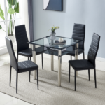 4pcs Elegant Assembled Stripping Texture High Backrest Dining Chairs Black Replace encoding 13028198-18410366 - Image 130