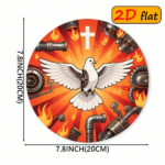 CIFbuy 1pc 7.87x7.87in Round Aluminum Sign with White, "" 7.87x7.87in, Aluminum Sign with White Dove & Mechanical Elements TikTok, TikTok, temuemu Self-pickup Logienics - Image 4