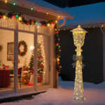 5FT Lighted Lamp Post with Bowknot Christmas Decorations, Pre-lit Holiday Decor with 110 Warm White LED Lights for Xmas Outdoor Indoor Decor Lighted Holiday Displays - Image 11