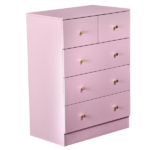 25.98"*15.75"*35.83"(L*W*H) 4-Tier 5-Drawer Cabinet Drawer Dresser with Gold Handles Macaron Pink - Image 9