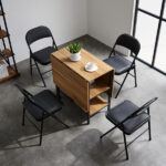 Same Code 33457557 4pcs Elegant Foldable Iron & PVC Chairs for Convention & Exhibition Black - Image 19