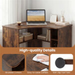 L-Shaped Corner Computer Desk 90° Triangle Home Office Desk with Adjustable Storage Shelves - Image 5