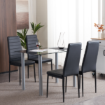 4pcs Elegant Assembled Stripping Texture High Backrest Dining Chairs Black Replace encoding 13028198-18410366 - Image 35