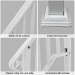 Handrails for Outdoor Steps, Iron Handrail Fits 3 Step, Transitional Handrail with Installation Kit, White - Image 8