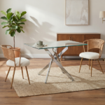 Wicker dining chairs - 2-piece set - Farmhouse soft cushioned cane back kitchen chair, sponge cushion, wing-back dining chair with metal legs, suitable for home and kitchen (brown) - Image 6