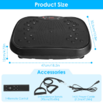 Vibration Plate Exercise Machine with 120 Speed Levels & 2 Resistance Bands, 331Lbs Load Capacity Whole Body Workout Machine USB Music Player for Home Weight Loss & Muscle Toning - Image 12