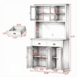 71" Gray Freestanding Kitchen Pantry Cabinet – Modern Tall Hutch with Wide Countertop and Custom Adjustable Shelves - Image 4