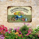 CIFbuy Grandma's Garden Vintage Metal Sign Garden Grown with Love Wall Decor Farmhouse Sign Gift For Mom (TikTok, temu pick-up service) - Image 4