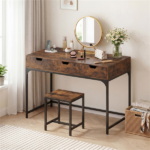 43.5" Home Office Desk with Built-in Charging Station & 3 Drawers Hidden Compartment - Image 9