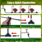 Garden Drip Irrigation Kit with 360° Bendable Misting Nozzles Automatic Garden Automatic Watering System for Garden Lawn Greenhouse Flower Bed Greenhouse Patio Lawn Cooling - Image 10