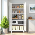71'' 2 Shapely Doors Cabinet, Metal Storage Cabinet with Doors and Adjustable Shelves, for Bedroom, Living Room, Kitchen(White)-Does not support self pick up - Image 21