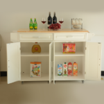 Kitchen Island & Kitchen Cart, Mobile Kitchen Island, Rubber Wood Top, Big & Adjustable Shelf Inside Cabinet for Different Utensils, Luxury Design Fits Party at Different Site. - Image 8