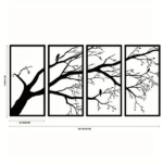 CIFbuy™ Iron Bare Branch & Bird 4-Panel Wall Art, Minimalist Style Wall Hanging, Nature Theme Home Decor (TikTok, Temu: Self-pickup available) - Image 2