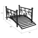 102*51*43cm Garden With Round Iron Ball Flat Top Handrail Garden Iron Bridge Black - Image 5