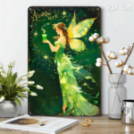 CIFbuy Vintage Fairy Metal Wall Decor 8x12 Inch, Magical Fairy With Cup Green & Golden Iron Sign, Heavy-Duty Whimsical Garden Ornament TikTok, TikTok, Self-pickup Logiopics - Image 4