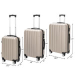 ABS Trolley Case 20in 24in 28in 3PCS Suitcase Set Striped Textured Suitcase Champagne Gold - Image 4