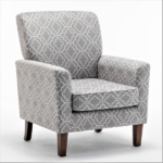 Patterned Polyester Blend Armchair, Solid Birch Wood Frame with Brown Tapered Legs, Foam Padded Accent Chair with Trim Detail for Living Room Office - Image 2