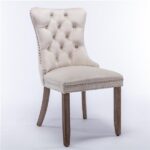 Modern, High-end Tufted Solid Wood Contemporary Velvet Upholstered Dining Chair with Wood Legs Nailhead Trim 2-Pcs Set,Beige, SW2001BG - Image 3