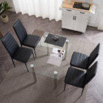 4pcs Elegant Assembled Stripping Texture High Backrest Dining Chairs Black Replace encoding 13028198-18410366 - Image 98