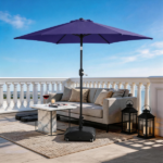 9ft Patio Umbrella, Outdoor Market Umbrella with Push Button Tilt, Crank Handle, 6 Sturdy Iron Ribs, UPF 50+ Waterproof Polyester Canopy, KD Design for Garden, Deck, Backyard, Poolside, Navy Blue - Image 29