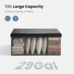 30 Inches Folding Ottoman with Storage Bench, Foot Rest Stool, End of Bed Storage Bench , Load 660 lbs, for Living Room, Synthetic Leather, Black (Shipment from Walmart) - Image 5