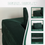 Compression Human Dog Sofa Bed for Adult & Pets,Modern Floor Couch With Pillow for Living Room Bedroom,Corduroy Fabric,No Assembly Required, Dark Green - Image 8