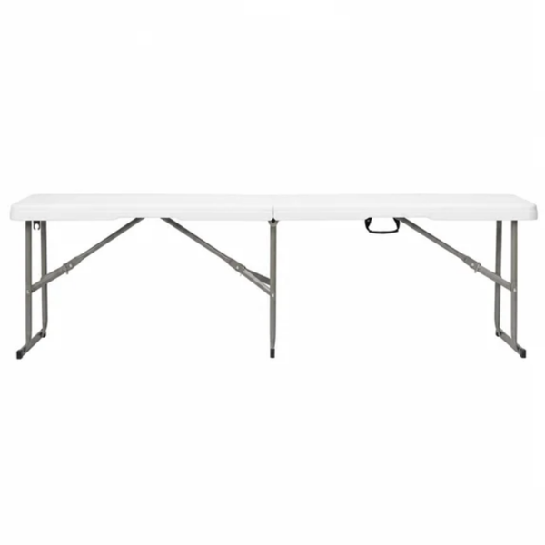 66239544_1 6 ft Portable Folding Bench, HDPE Plastic Indoor Outdoor Seat with Steel Frame, White, 1 Pack - Image 1