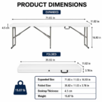 6 ft Portable Folding Bench, HDPE Plastic Indoor Outdoor Seat with Steel Frame, White, 1 Pack - Image 3