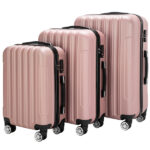 ABS Trolley Case 20in 24in 28in 3PCS Suitcase Set Striped Textured Suitcase Rose Gold - Image 8