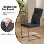 Dining chair set (2 pieces) modern leather imitation soft cushion dining chair, with soft cushion backrest and electroplated legs, suitable for kitchen/living room/dining room,Black - Image 5