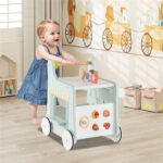 2-in-1 Baby Walker with 8 Fun Activities (Dessert Sorter/Adjustable Clock/Maze) + Side Shop Window (Role Play)-Light Green - Image 5