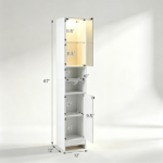 White Freestanding Bathroom Tall Storage Cabinet with Dimmable LED Light & Remote Control, Narrow 12x12 Inch Linen Tower Engineered Wood Organizer with Glass Door Adjustable Shelves Anti-Tip Design - Image 3