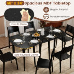 45" Extendable Dining Table Set, 2 Half-Round Tables Convertible to Oval for 4-6 People Black - Image 7