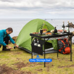 Hanging Storage Net for 35.43x23.62 Camping Table Under Table Folding Net Bag Tear-Resistant with 3 Side Pockets 4 Corner Clips for Camping Hiking Fishing - Image 2