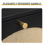 Rattan-fronted 3-tier shoe cabinet, particleboard, 54*24*135 cm, black - Image 7
