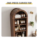 1-Door 1-Drawer 4-Tier Bathroom Vanity Grille-Finished MDF Melamine-Faced Bathroom Cabinet Arched Top 15.75*11.81*66.93in Walnut - Image 11