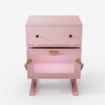 20.7" Wide Pink Robot LED Nightstand with 360° Rotating Drawer - Modern End Table - Image 6