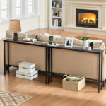 Same Code 43040790 2 Pack 39.4" Narrow Console Sofa Table with Power Outlets and USB Ports, Long Couch Table with Metal Frame and Charge Station with 4.9ft Extension Cord, Black - Image 10